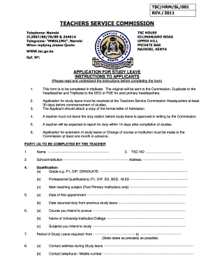 Tsc Sick Leave Online Application  Form