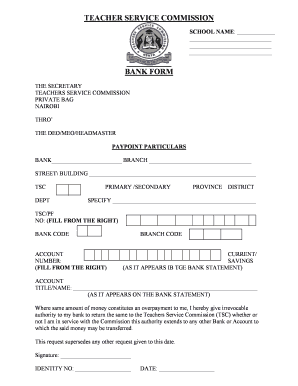 Bank Plate  Form