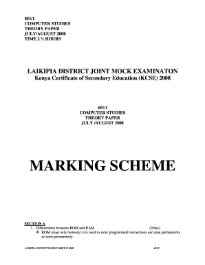 Kcse Marking Scheme  Form