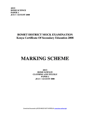 Kcse Mathematics Paper 2 Marking Scheme  Form