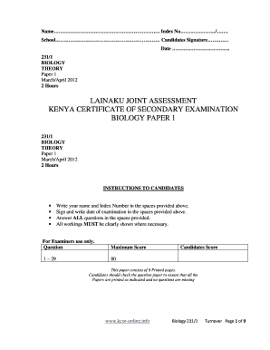 Form 1 Exams PDF