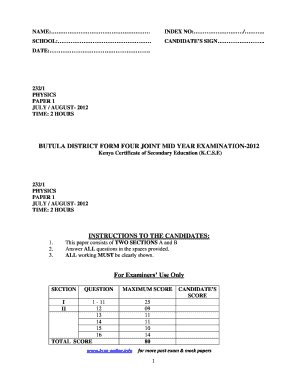 Physics Paper 1 Questions and Answers PDF  Form