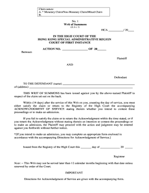 Examples of Civil Summons  Form