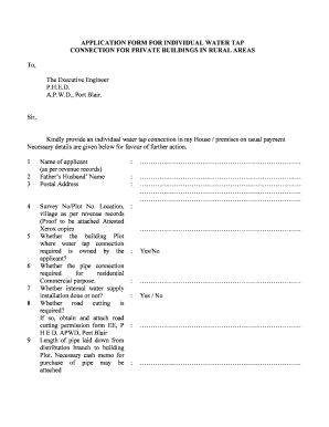 Water Tap Connection  Form