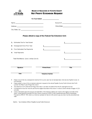 Board of Education of Fayette County Net Profit Extension Request  Form