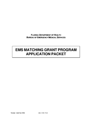 Florida EMS Grants Florida Department of Health  Form