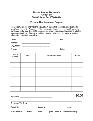 Non Profit Reimbursement Form