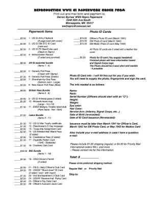 Ww2 Printable Paperwork  Form