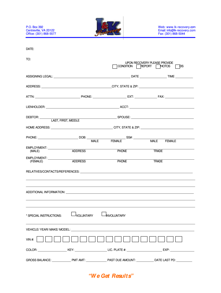 Repossession Order  Form