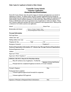 Greenville County Schools Volunteer  Form