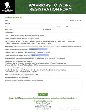 Warriors to Work Registration Form Wounded Warrior Project Woundedwarriorproject