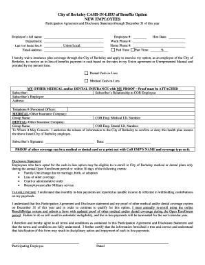 City of Berkeley Benefits  Form