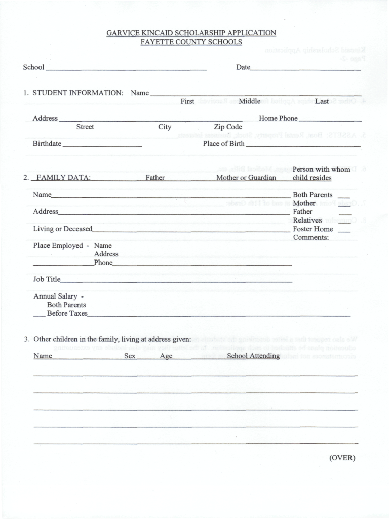 Get and Sign Garvice Kincaid Scholarship  Form