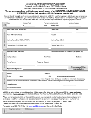 Mohave County Birth Certificate Form - Fill Out and Sign Printable PDF  Template | signNow