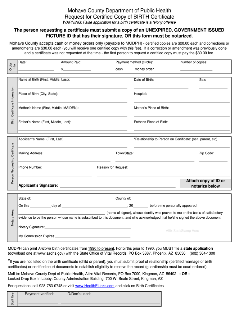 Mohave County Departments  Form