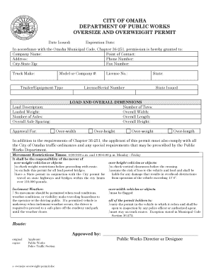 OVERSIZE and OVERWEIGHT PERMIT Cityofomaha  Form