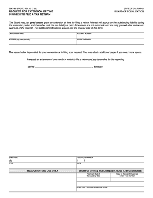 California Boe 468, Request for Extension of Time to File, Rev 12  Form