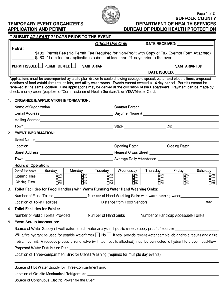 Suffolk County Ny Temporary Event Permit  Form
