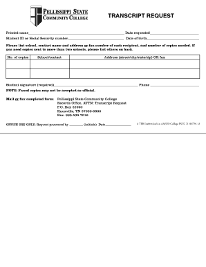 Pellissippi Transcript Request  Form