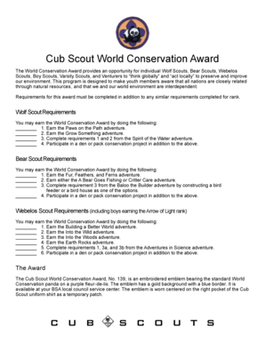  Cub Scout World Conservation Award Logo 2015-2024