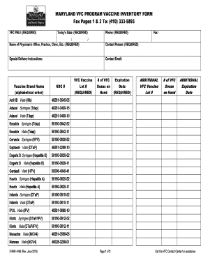 Vaccine Inventory Log PDF  Form