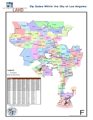 Zip Codes within the City of Los Angeles LAHD Lahd Lacity  Form