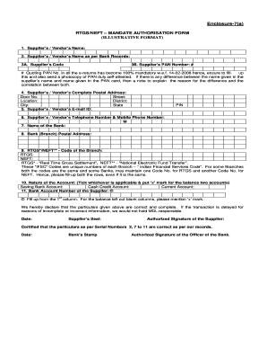 RTGSNEFT MANDATE AUTHORISATION FORM ILLUSTRATIVE FORMAT Mazagondock Gov