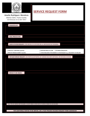 Fillable Online Co Travis Tx Service Request Form