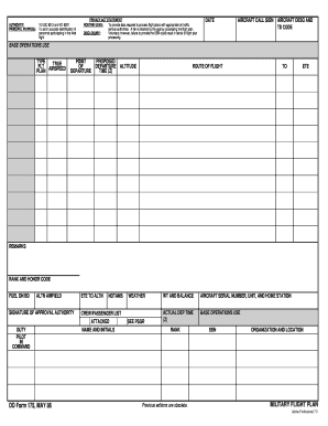 DD Form 175, Military Flight Plan, May 1986 U S Navy Hosting Public Navy