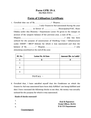 Utilisation Certificate  Form