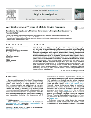 A Critical Review of 7 Years of Mobile Device Forensics Computer Cs Stevens  Form