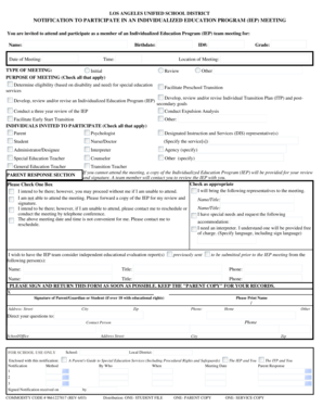 LOS ANGELES UNIFIED SCHOOL DISTRICT NOTIFICATION to Notebook Lausd  Form