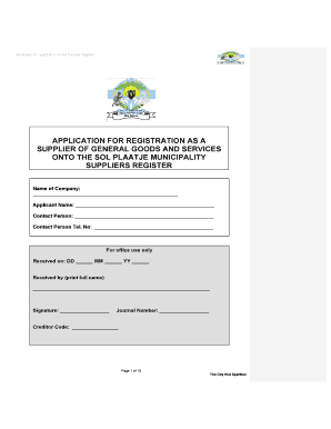 Sol Plaatje Municipality Application Form