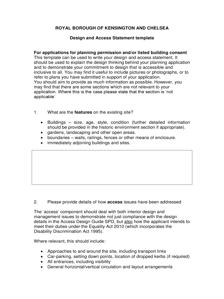 Design and Access Statement Template Form