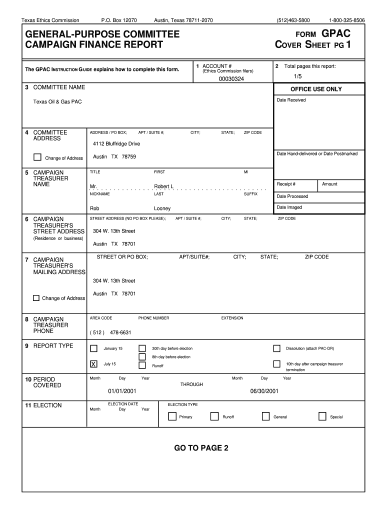  Texas Oil & Gas PAC 1999-2024