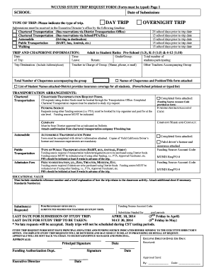 Wccusd Study Trip  Form