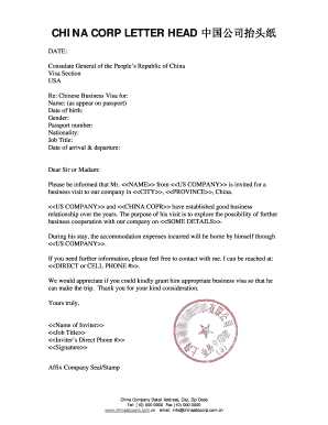 Invitation Letter for Business Trip  Form
