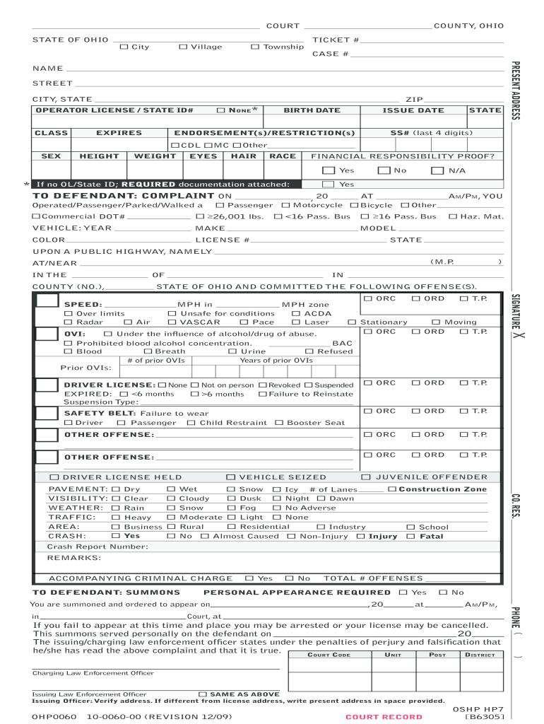 Ohio Hp 7  Form