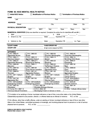 Form 95 Ncic Mental Health Notice