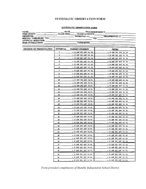 Systematic Observation Form