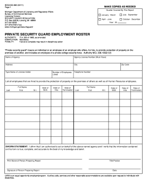 EMPLOYEE ROSTERS Dleg State Mi  Form