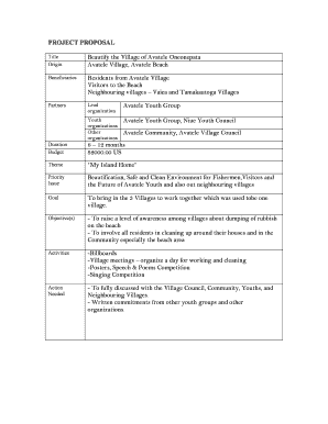 Project Proposal Form with Completed Example Unesco Unesco