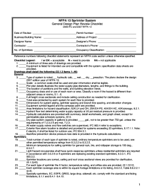 NFPA 13 Sprinkler System Checklist 0809 Co Washington or  Form