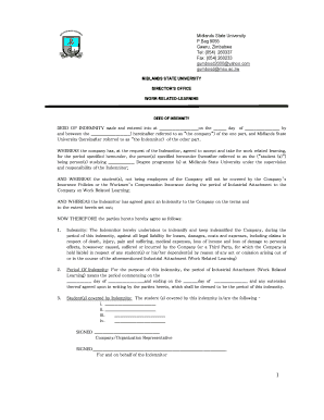 Indemnity Form Midlands State University