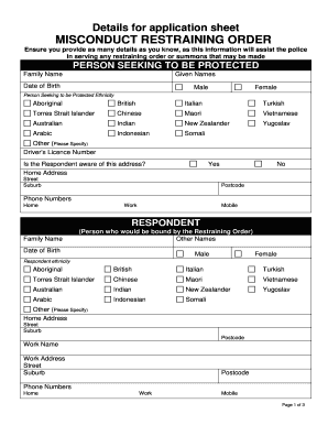 Misconduct Restraining Order Application Children&amp;#39;s Court of Childrenscourt Wa Gov  Form