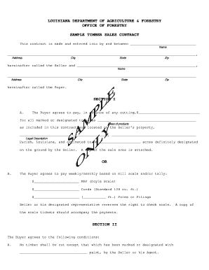 Sample Timber Sales Contract Department of Agriculture and  Form