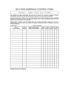 Taks Materials Control Form