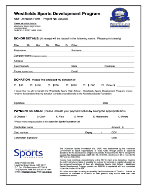 Donation Forms for Sport