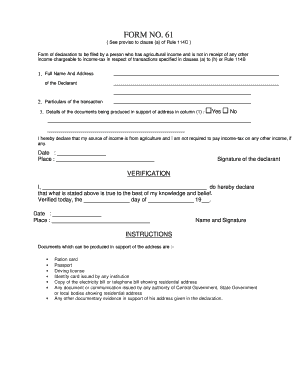 FORM NO 61 Odisha