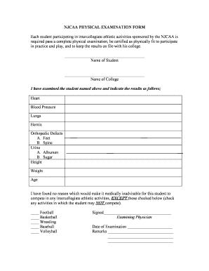 Njcaa Physical Form